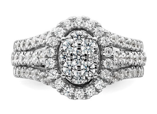 14k White Gold 1.5CTW Diamond Cluster Ring