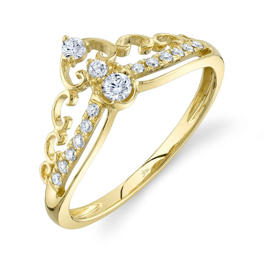 Anillo de diamantes de 0,21 ct. para mujer de Shy Creation Kate en oro amarillo de 14 k (talla 7)