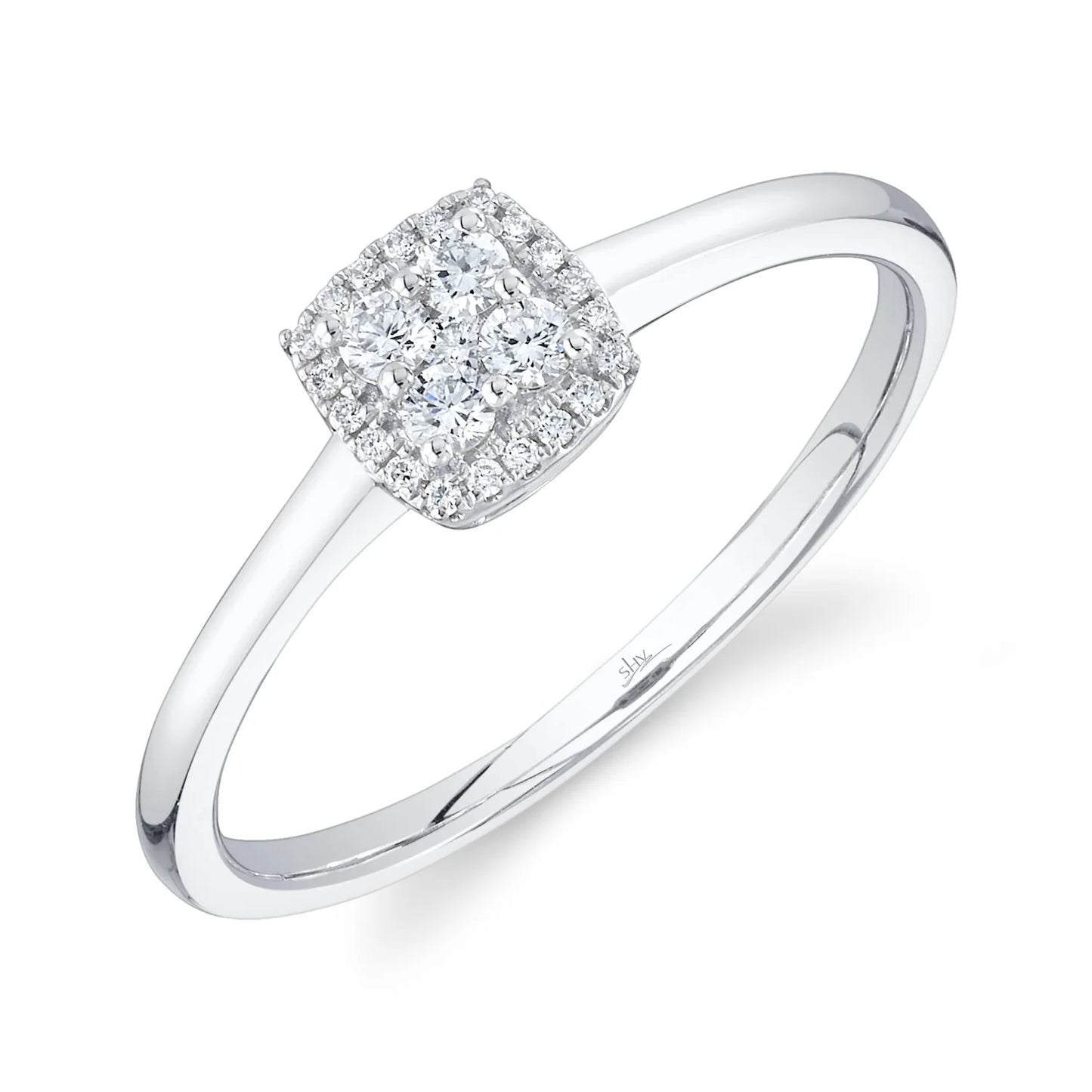 Anillo de diamantes de 0,15 ct. para mujer de Shy Creation en oro blanco de 14 k (talla 7)