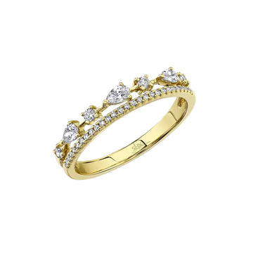 Anillo de oro amarillo de 14 quilates con diamantes en forma de pera para mujer Shy Creation Colette de 0,37 ct. - Talla 7