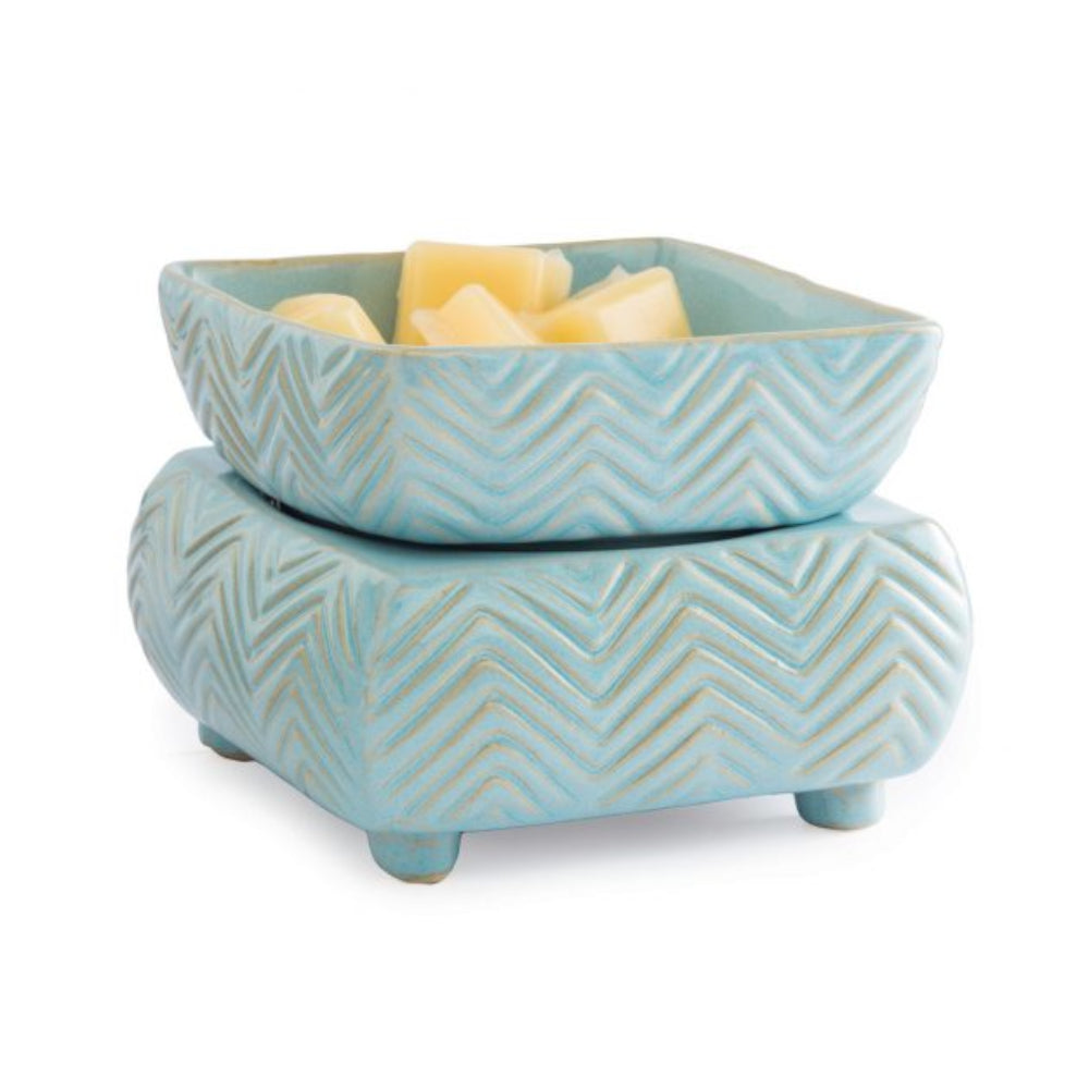 Candle Warmers Classic 2-in-1 Fragrance Warmer with Chevron Pattern - Sky Blue