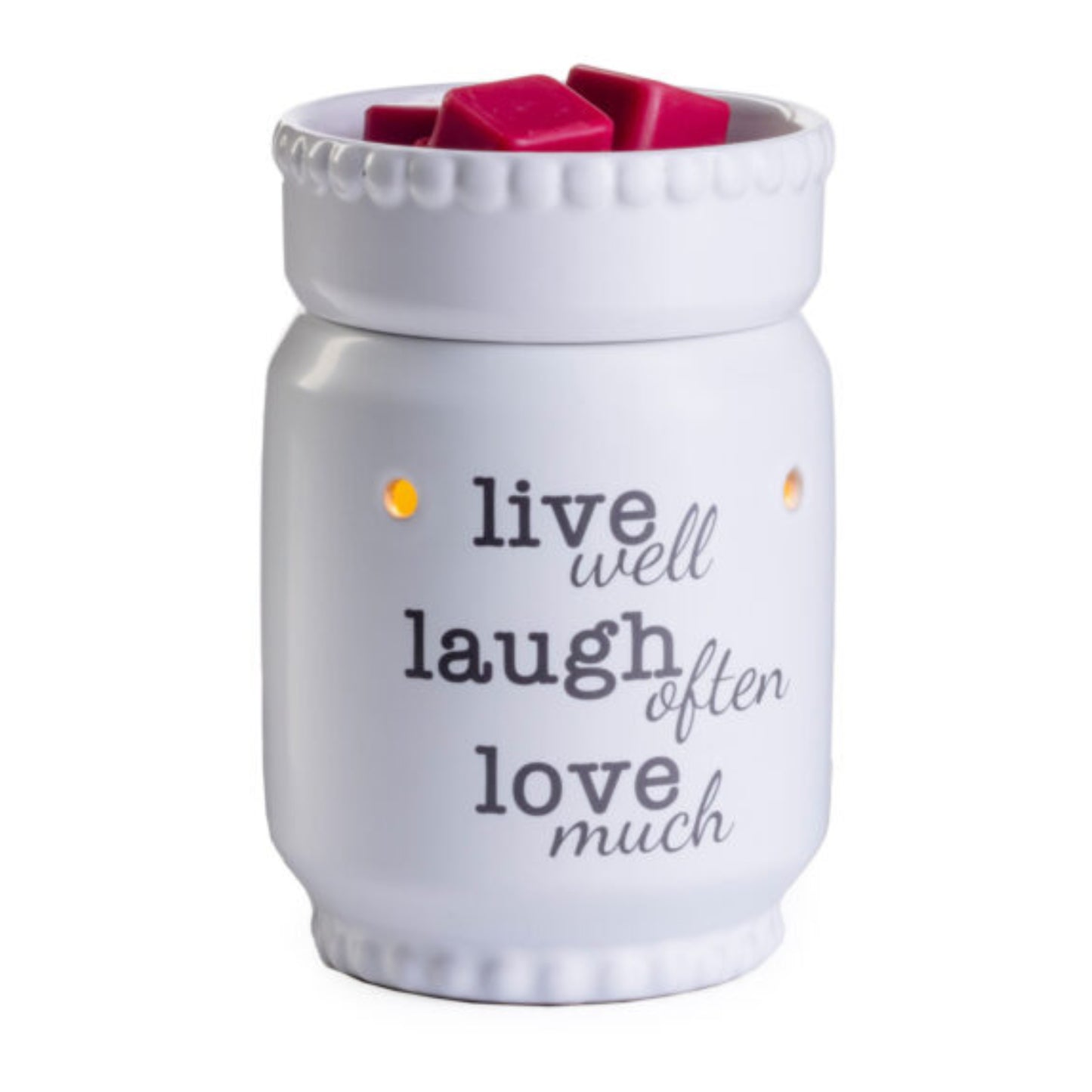 Calentador de velas con fragancia Live Love Laugh Illumination - Blanco