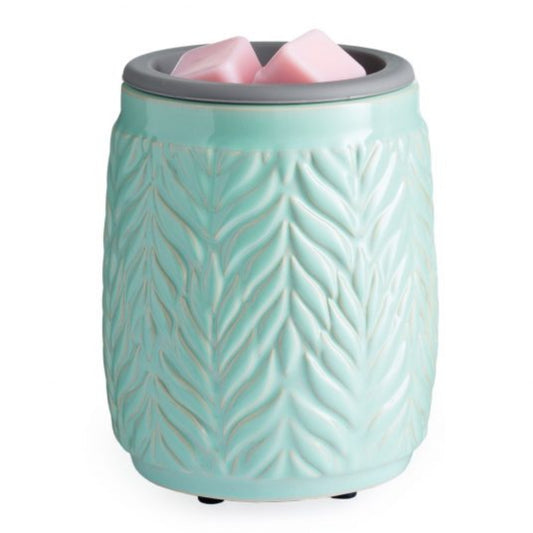 Candle Warmers Mint Leaf Flip Dish Wax Warmer with Linear Pattern