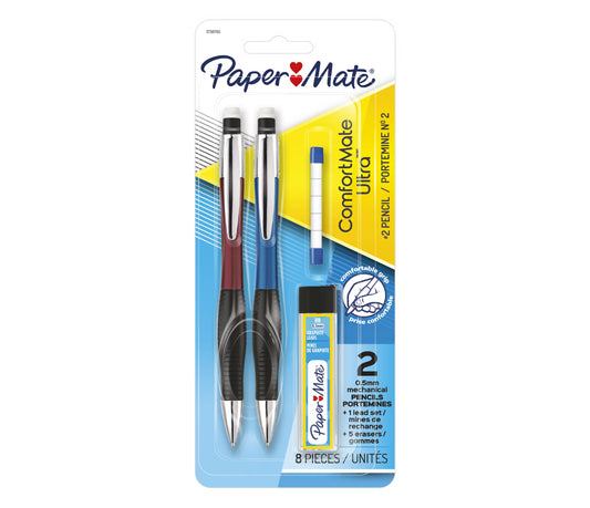 Lápiz mecánico Paper Mate Comfort Mate Ultra de 0,5 mm (juego de 2), rojo y azul