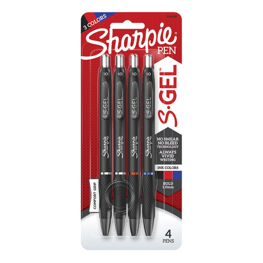 Sharpie S-Gel Bold Point 1.0mm Retractable Gel Pens - Black/Blue/Red