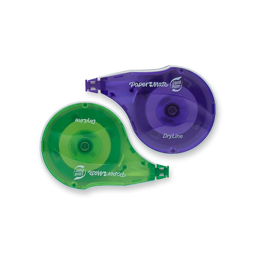 Cintas correctoras extralargas Liquid Paper Dryline de Paper Mate (juego de 2), color verde y morado