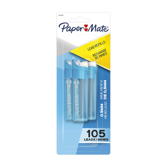 Recambios de mina para portaminas mecánicas Paper Mate de 0,5 mm (juego de 3) - Grafito