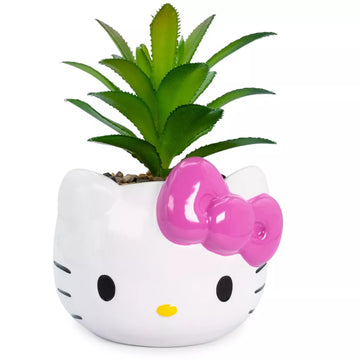 Mini macetero de cerámica de 3 pulgadas con cara de Hello Kitty de Sanrio y suculenta artificial