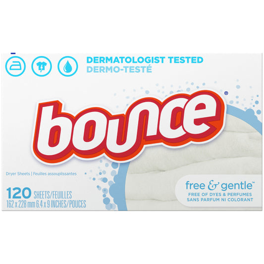 Toallitas suavizantes para secadora Bounce Free and Gentle, 120 unidades