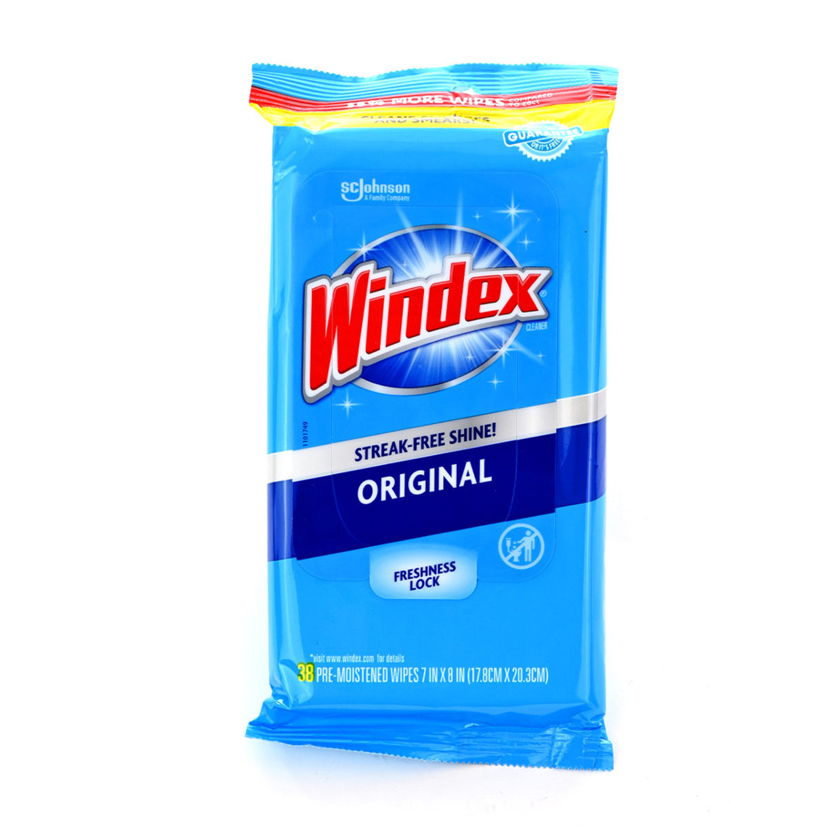 Toallitas para limpiar vidrios y superficies originales sin rayas Windex (38 unidades)