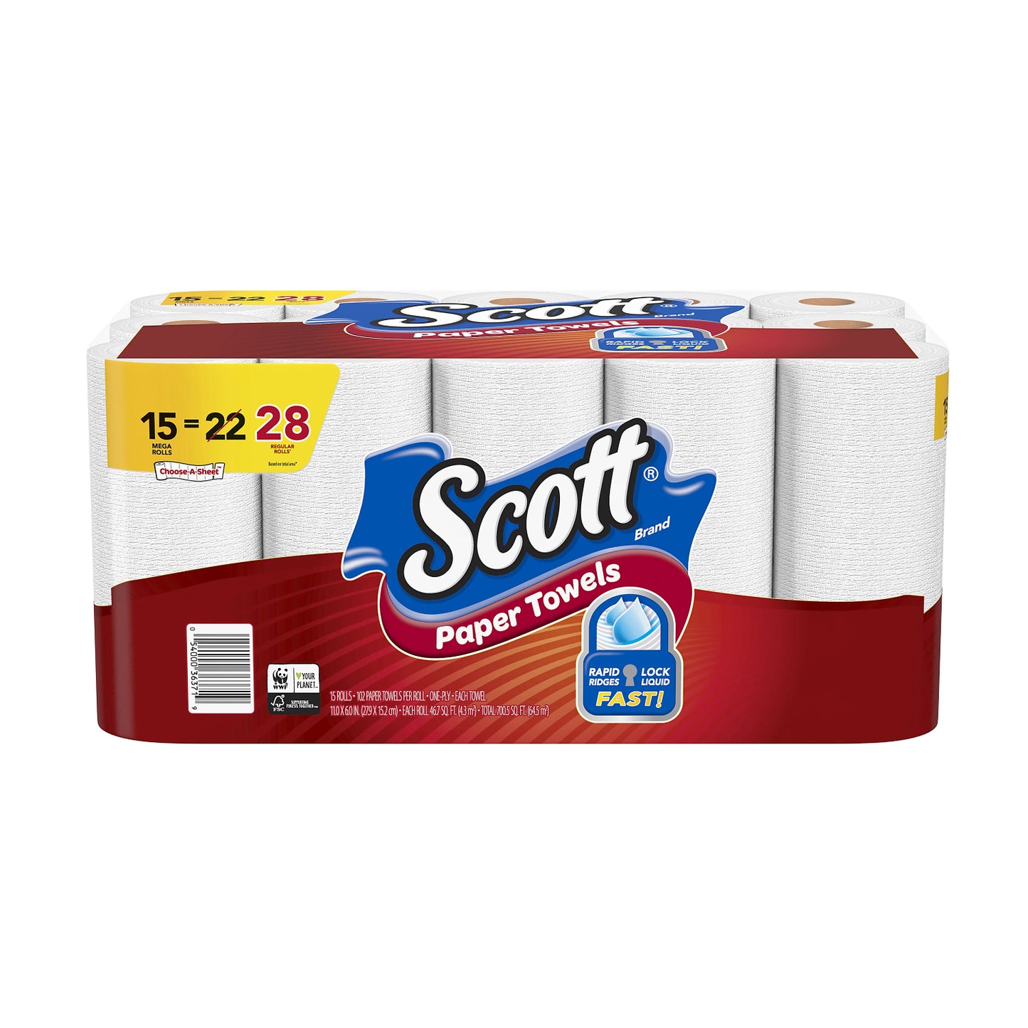 Toallas de papel de una capa Scott Select-A Mega (paquetes de 15)