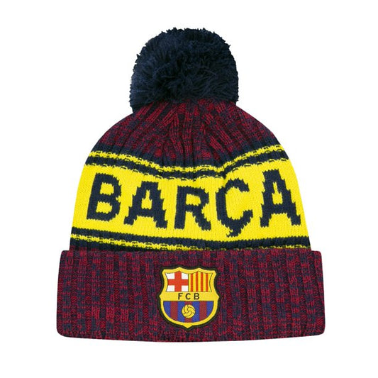 Icon Sports FC Barcelona Adult Crowned Pom Beanie