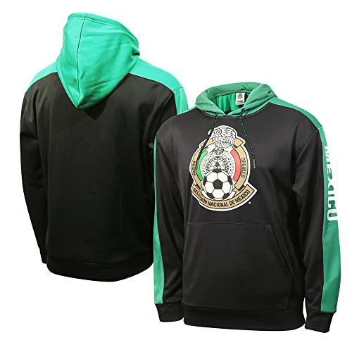 Icon Sport Mexico Heritage National Soccer Large Side Step Pullover Hoodie - Black