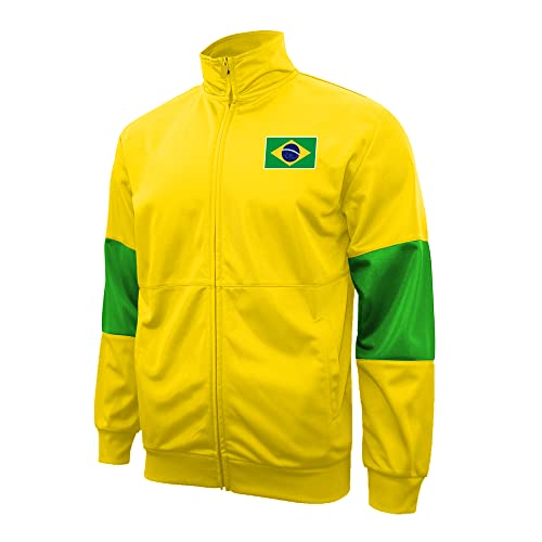 Chaqueta deportiva pequeña de fútbol de Brasil de Icon Sport - Amarilla