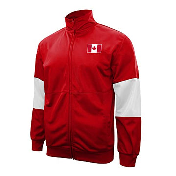 Icon Sports Canada Soccer Touchline Track Jacket with Full-Zip Closure - Red/White