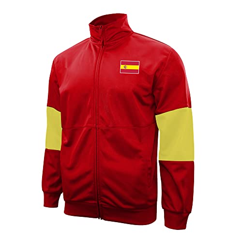 Icon Sports Spain Soccer Small Touchline Track Jacket with Full-Zip Closure - Red/Yellow