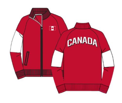 Chaqueta deportiva grande Touchline de Icon Sports Canada Soccer con cierre de cremallera completa - Rojo/blanco