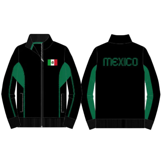 Chaqueta deportiva grande Touchline de fútbol de México de Icon Sports con cierre de cremallera completa - Negro/Verde