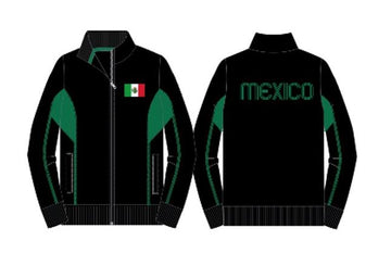 Icon Sports Mexico Soccer Medium Touchline Track Jacket with Full-Zip Closure - Black/Green