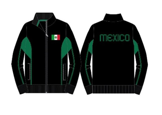 Chaqueta deportiva de fútbol de talla mediana Touchline de Icon Sports Mexico con cierre de cremallera completa - Negro/Verde