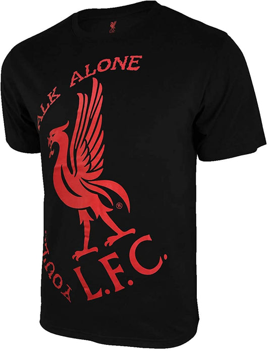 Camiseta para adultos Icon Sports Liverpool FC "You Will Never Walk Alone" con cuello sin etiqueta Talla única - Negro 