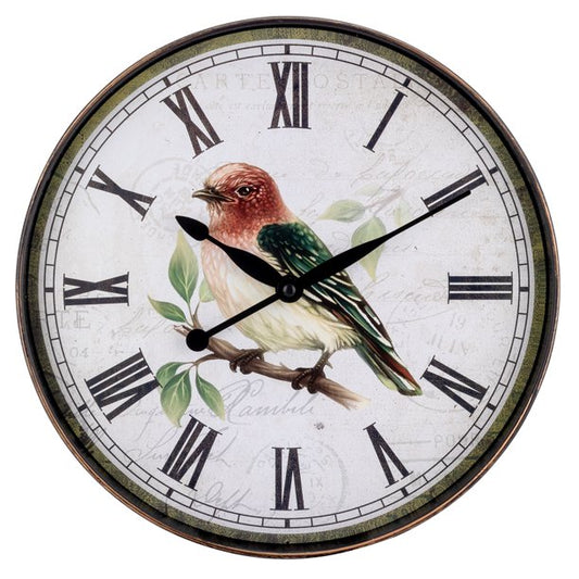 Westclox Countryside 12" Bird Round Wall Clock in Metal - Black/Cream