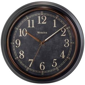 Reloj de pared redondo Westclox de 15,5" - Negro/bronce