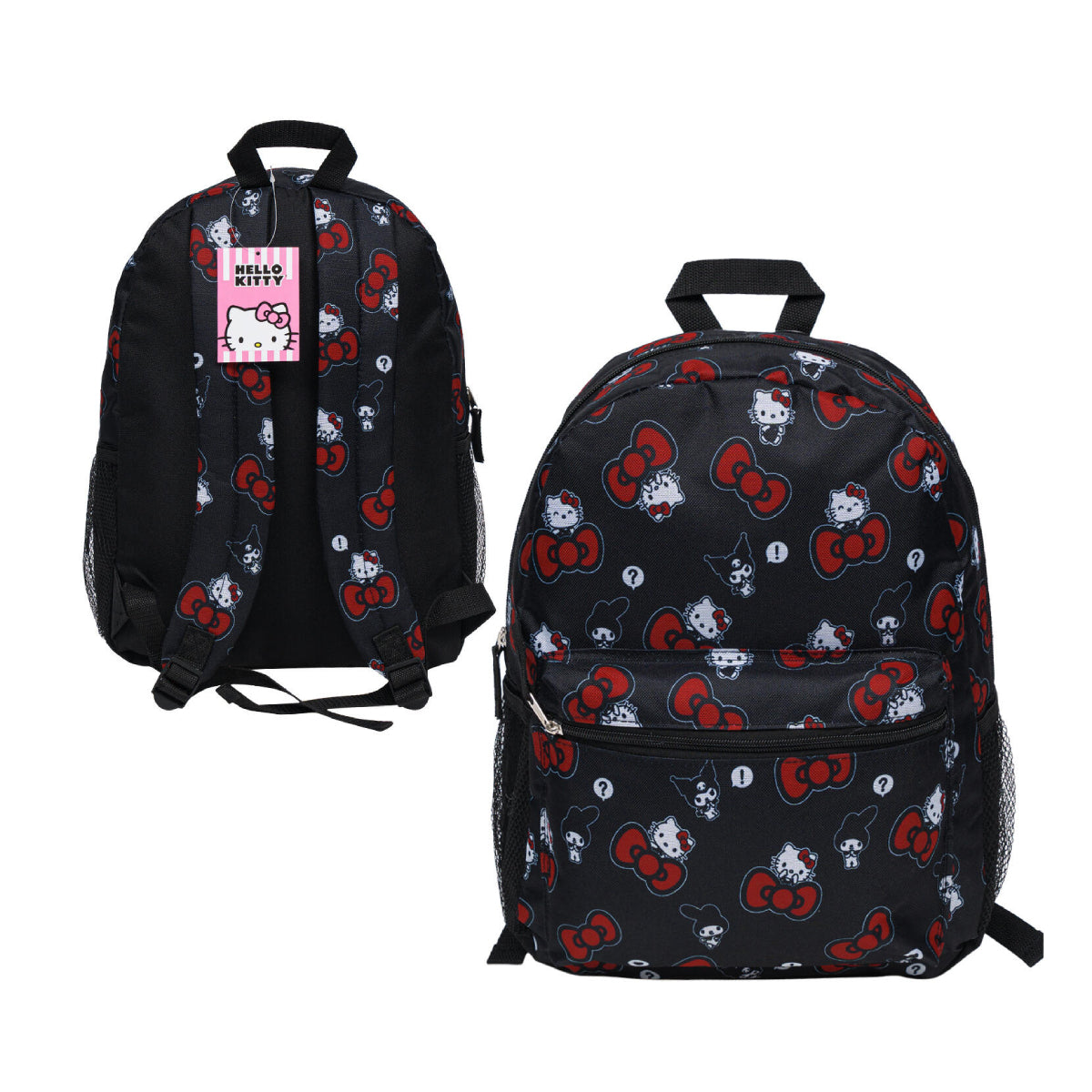 Mochila con estampado integral de Hello Kitty de 16" - Negra