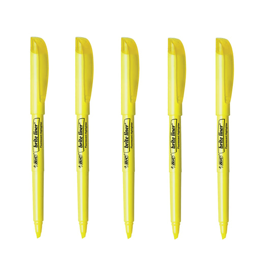 Marcadores fluorescentes con punta biselada BIC Brite Liner (5 unidades), color amarillo