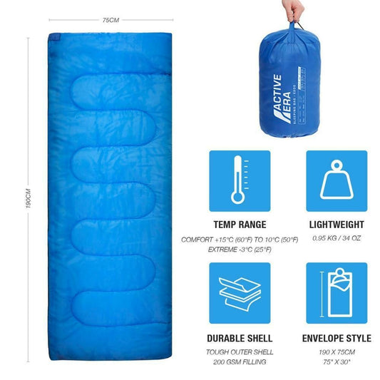 Active Era Premium Lightweight Envelope Sleeping Bag - Blue - Curacao