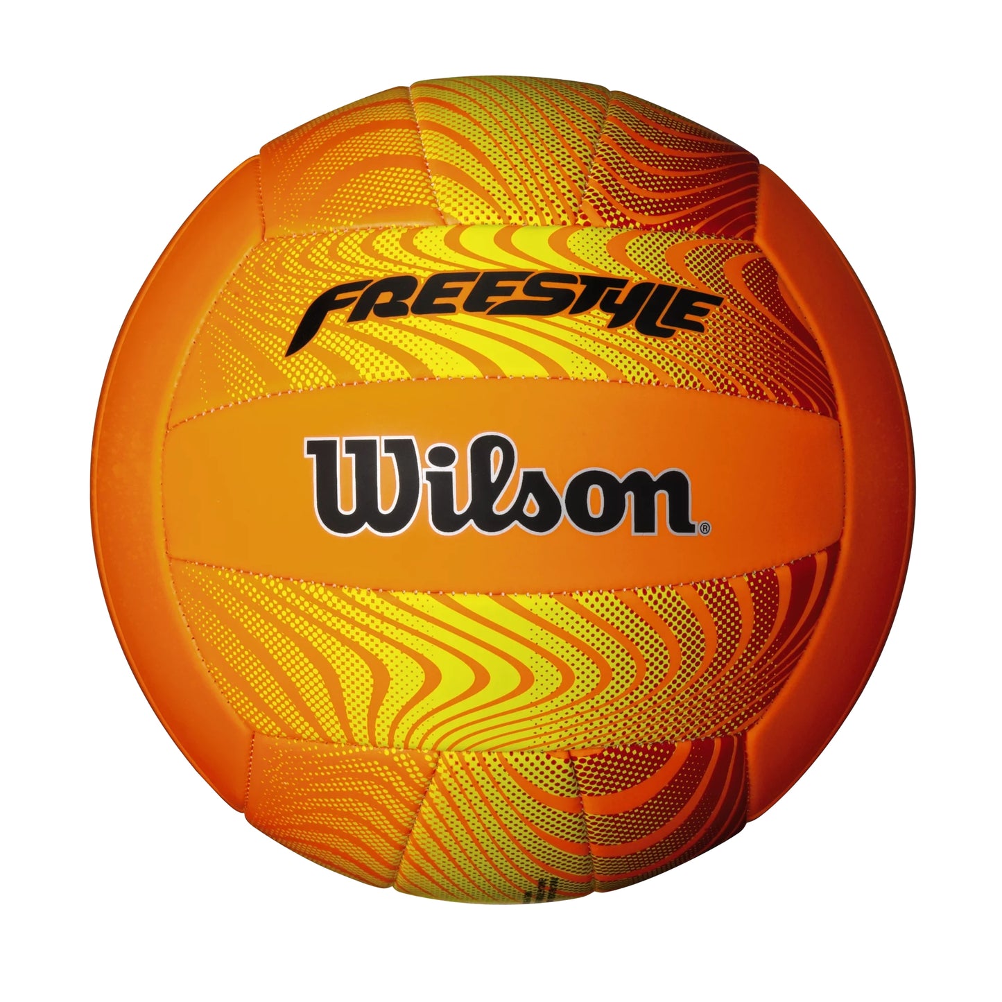 Pelota de voleibol Wilson Freestyle de tamaño oficial cosida a máquina con 18 paneles - Naranja/amarillo