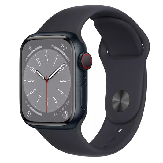 Certified Refurbished Apple Watch Series 8 Unisex 41mm Midnight Aluminum Case Smartwatch with Sport Band S/M - GPS + Cellular