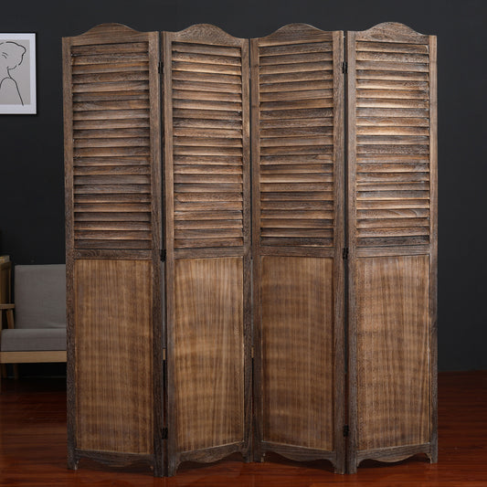 7111 Light Brown Arc Top 4-Panel Room Divider