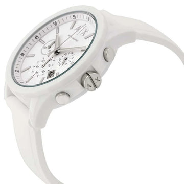 Armani Exchange Active Men's 44mm White Strap Watch - Silver Dial