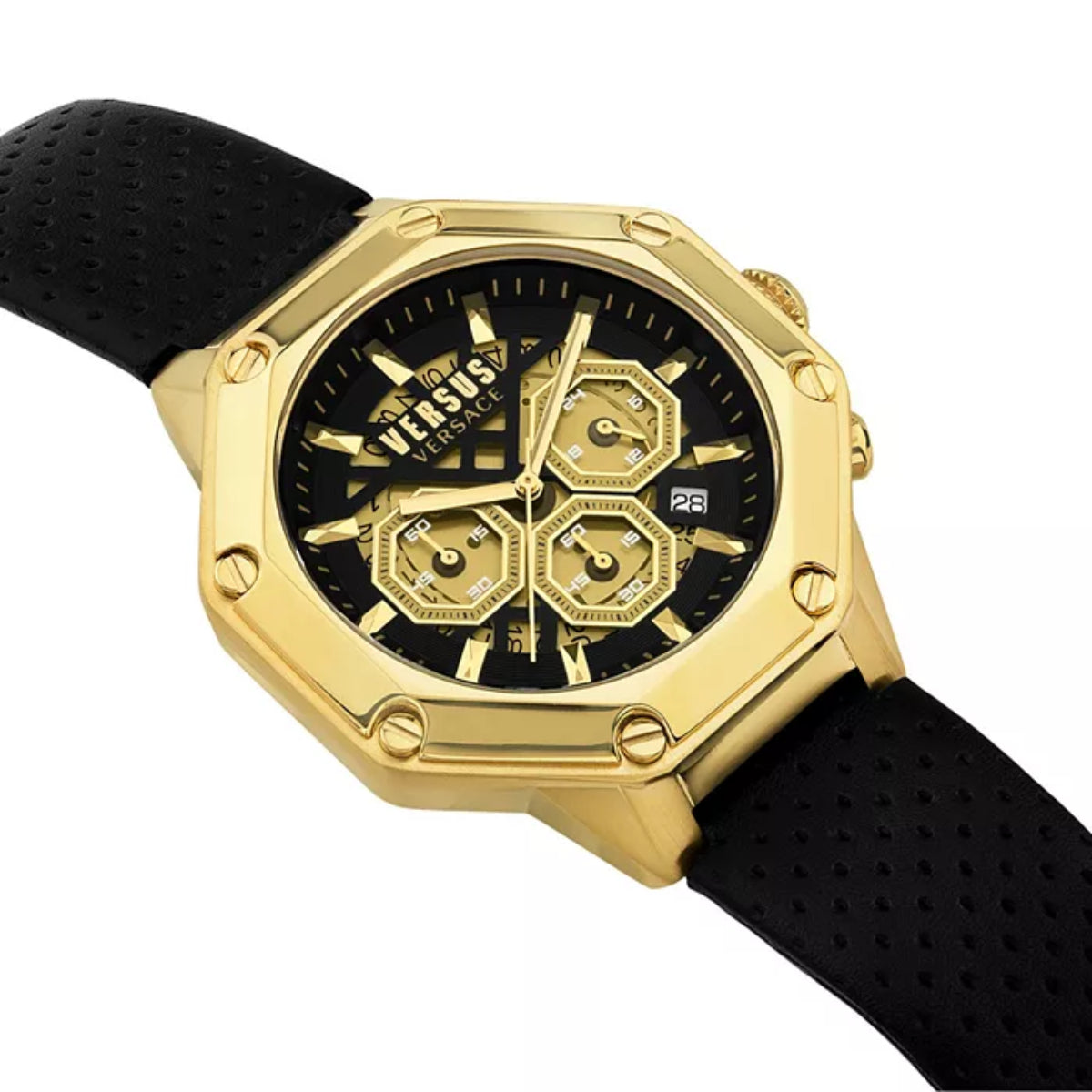 Versus Versace Palestro Men's 45mm Strap Watch - Gold Tone/Black Dial