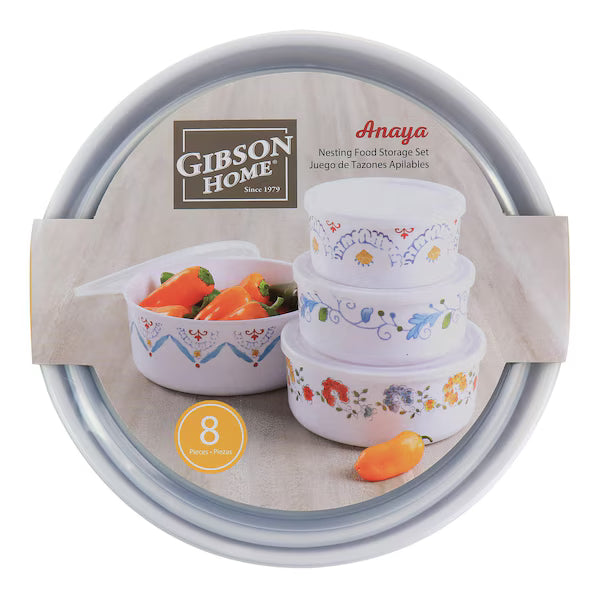 Gibson Home 8 Piece Anaya Round Nesting Food Storage Set