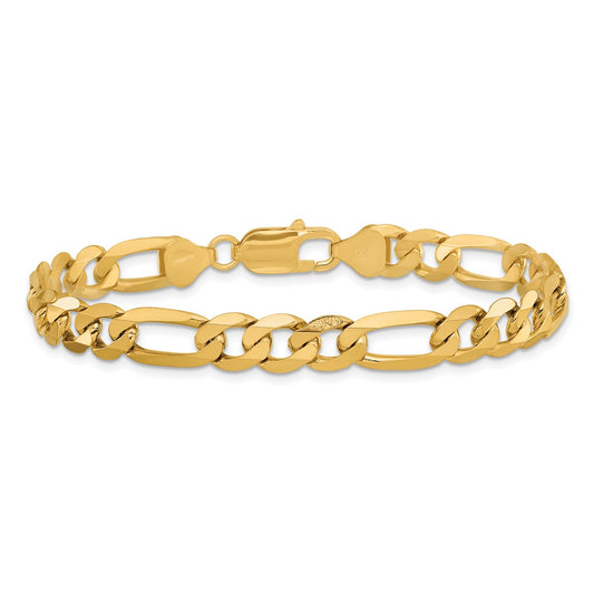 14K Men's 8" Flat Figaro Bracelet in 14K Yellow Gold