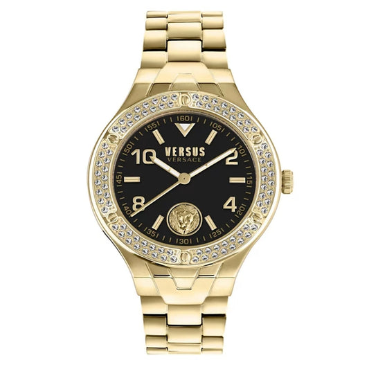 Versus Versace Vittoria Women's 38mm Gold-Tone Bracelet Watch - Black Dial