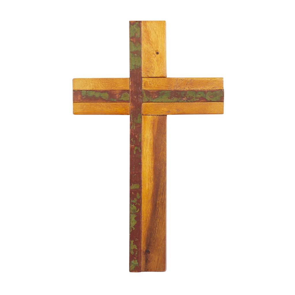 UMA Enterprises Rustic 20" x 12" Wood Cross Wall Decor - Brown