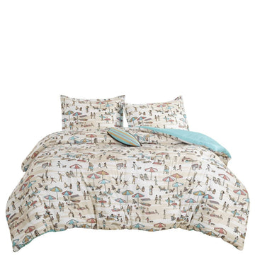 ESCA Surf Twin Size Comforter Set (4 Piece) - Multicolor