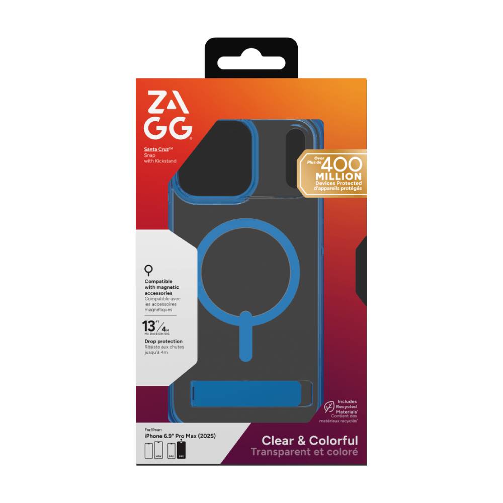 ZAGG Santa Cruz Snap MagSafe Case with Kickstand for Apple iPhone 17 Pro Max - Blue