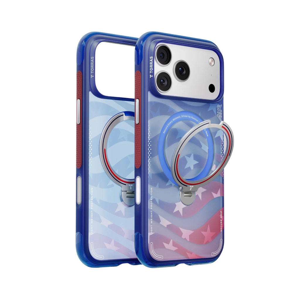 Torras Ostand Q3 Air Football Limited Magsafe Case for iPhone 17 Pro Max - Blue/Red