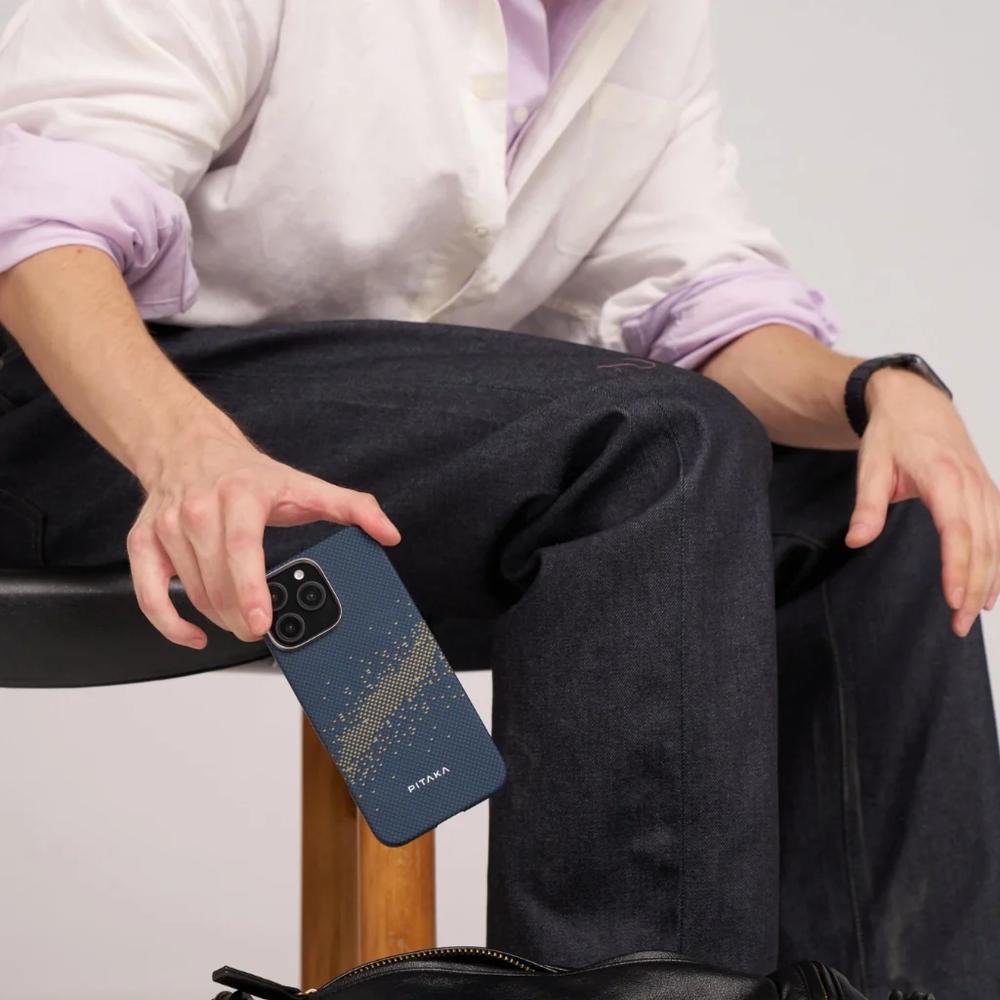 Pitaka Milky Way Galaxy StarPeak Tactile Woven Case for iPhone 16 Pro Max - Blue