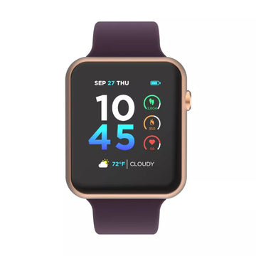 iTouch Air 4 Unisex 41mm Rose Gold Metal Alloy Case Smartwatch with Purple Silicone Strap - Bluetooth