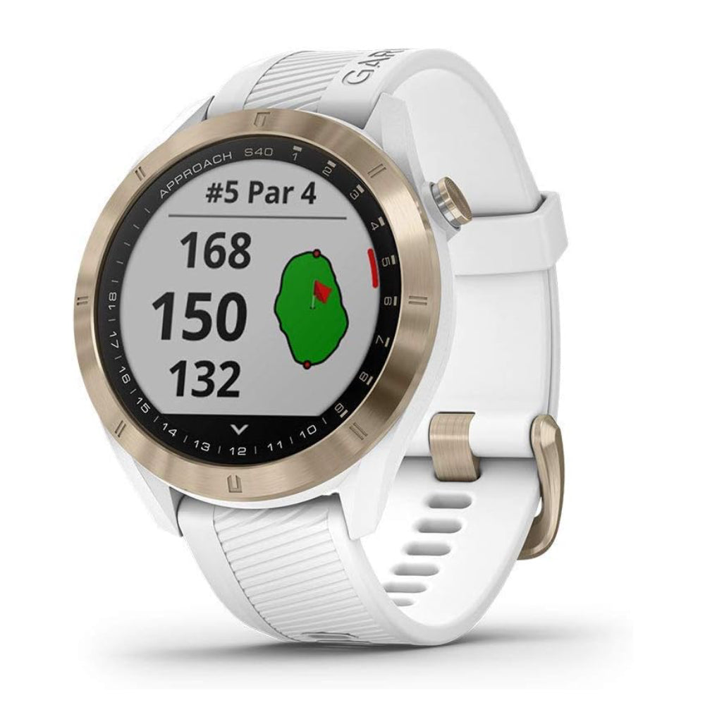 Garmin Approach S40 Unisex 30mm Smartwatch with Stylish GPS Golf - White/Gold