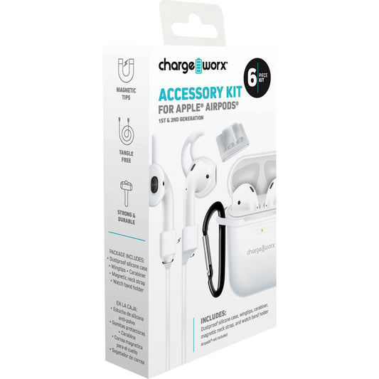 Kit de accesorios ChargeWorx para Apple AirPod - Blanco 