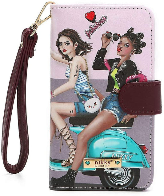 Funda para teléfono Love Ride de Nicole Lee con espejo y ranuras para tarjetas de crédito - Multicolor