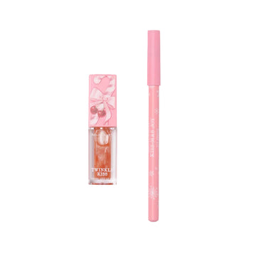 Beauty Creations Cherry Xmas Merry Kiss-Mas! Tinted Luxe Lip Oil and Wooden Lip Pencil Duo (2-Piece)- Pink