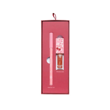 Beauty Creations Cherry Xmas Merry Kiss-Mas! Tinted Luxe Lip Oil and Wooden Lip Pencil Duo (2-Piece)- Pink