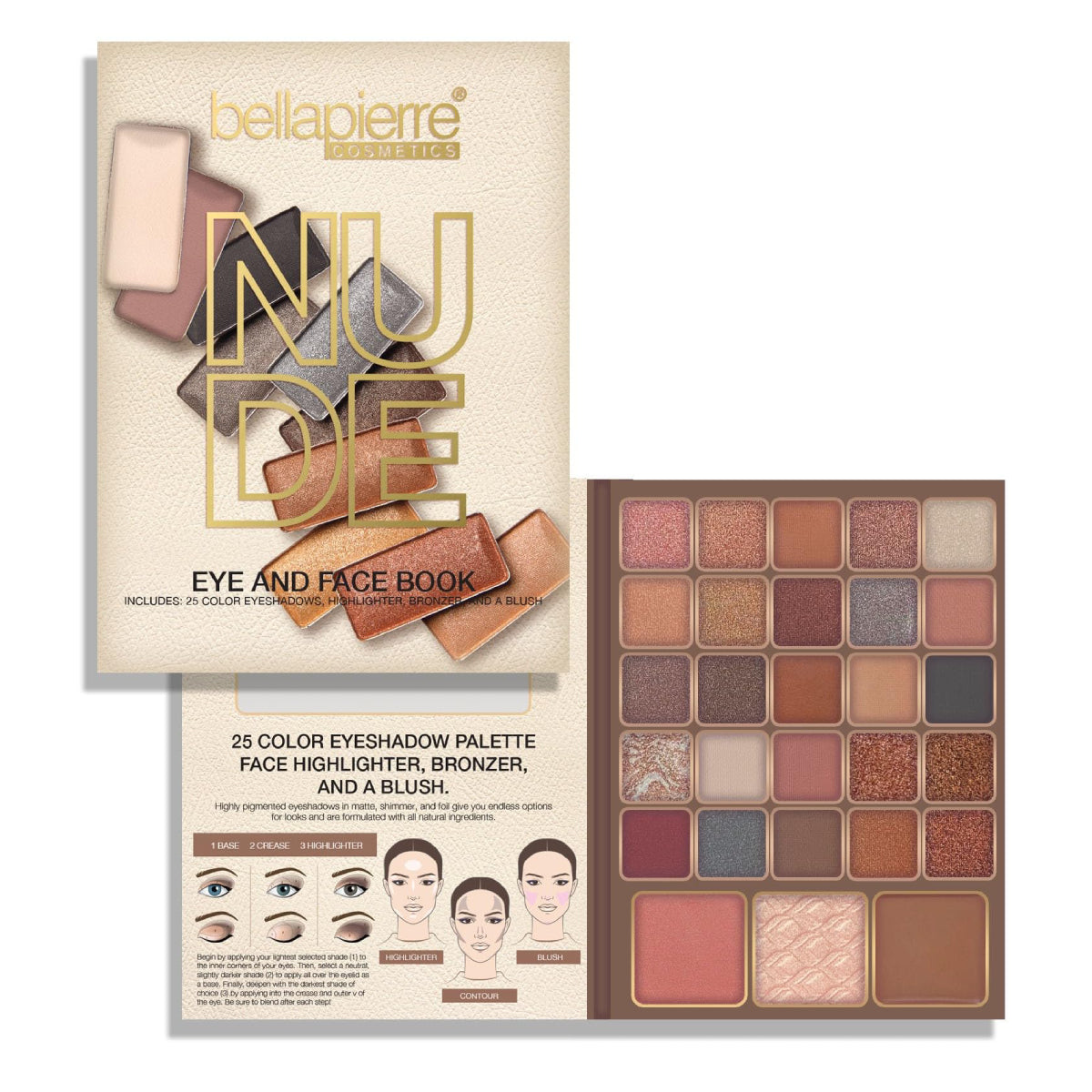 Bellapierre Cosmetics Nude Eye and Face Book Palette with Mirror